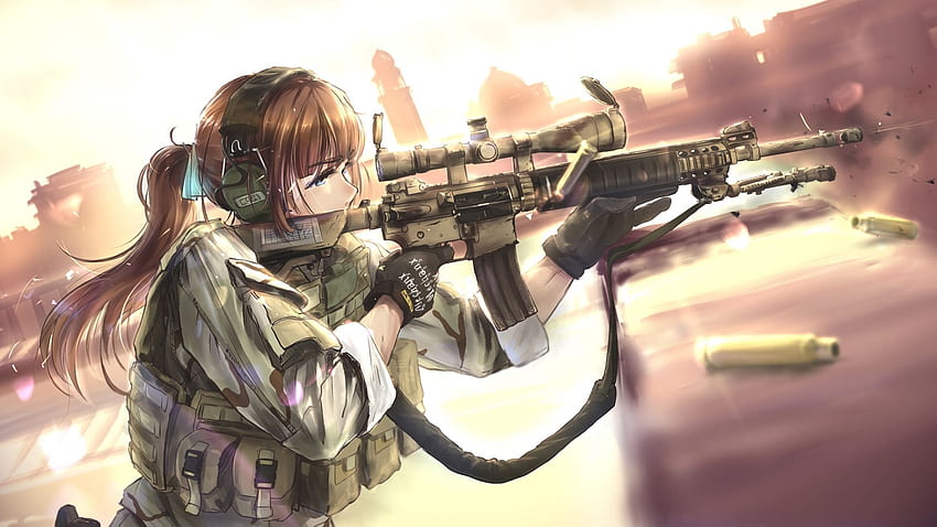 銃を持ったアニメの女の子 高画質の壁紙