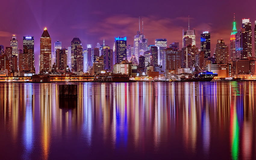 New York - Purple Haze, Stati Uniti, Città, Manhattan, New York Sfondo HD