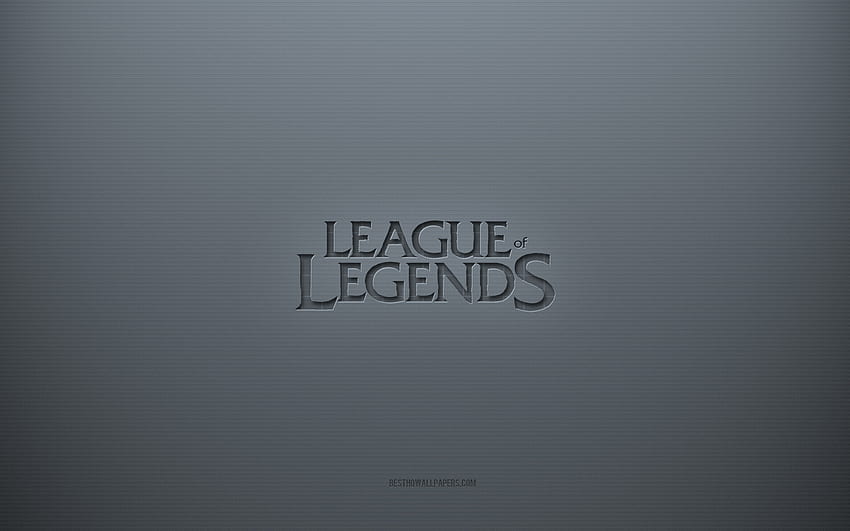 League of Legends-Logo, grauer kreativer Hintergrund, League of Legends-Emblem, graue Papierstruktur, League of Legends, grauer Hintergrund, League of Legends 3D-Logo HD-Hintergrundbild