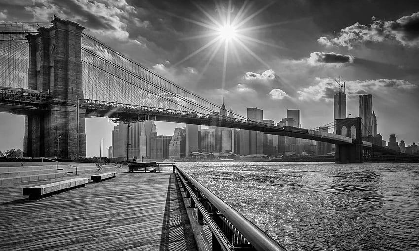 Brooklyn Bridge Wand in Schwarz und Weiß, Brooklyn Art HD-Hintergrundbild