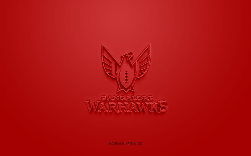 Bangalore Warhawks, creative 3D logo, red background, EFLI, Indian American football club, Elite Football League of India, Bangalore, India, American football, Bangalore Warhawks 3d logo HD wallpaper