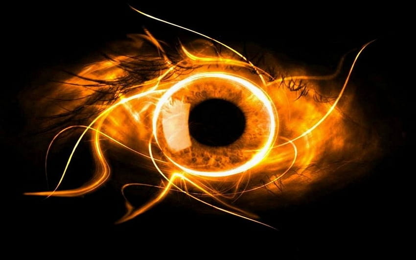 fraktales Auge, Auge, Augapfel, gelb HD-Hintergrundbild