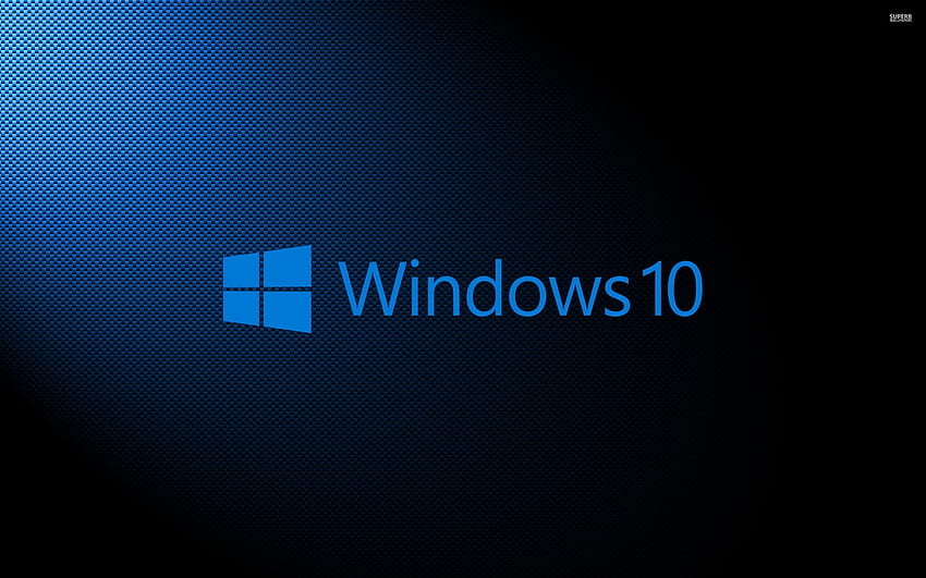 Windows 10 light blue text logo on carbon fiber . HD wallpaper