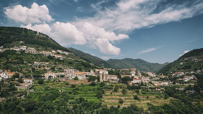 Ravello, , , , Amalfi Coast, Italy, hills, trees, sky, Nature HD wallpaper