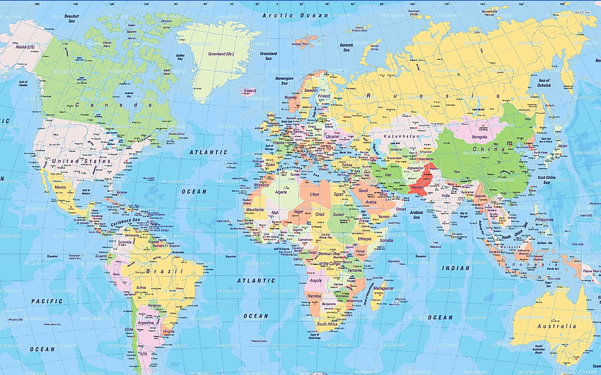 Фон на картата на света с висока разделителна способност, Световен атлас HD тапет