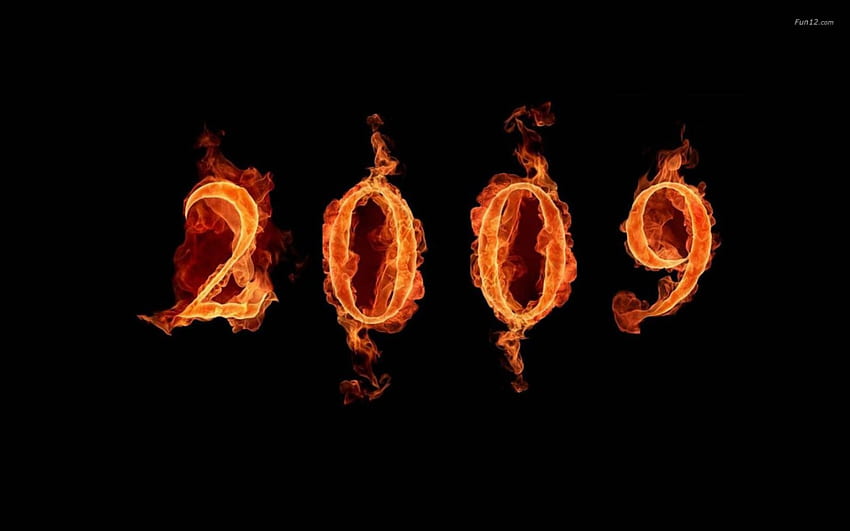 Welcome 2009, years, works, 2009, number, fire HD wallpaper