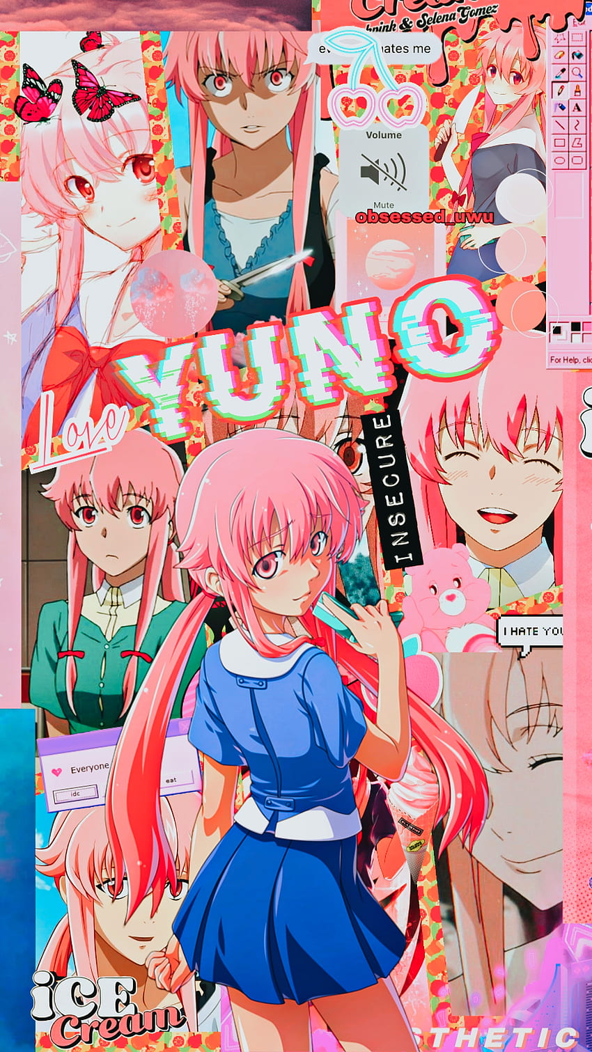 HD wallpaper: female anime character, Mirai Nikki, Gasai Yuno