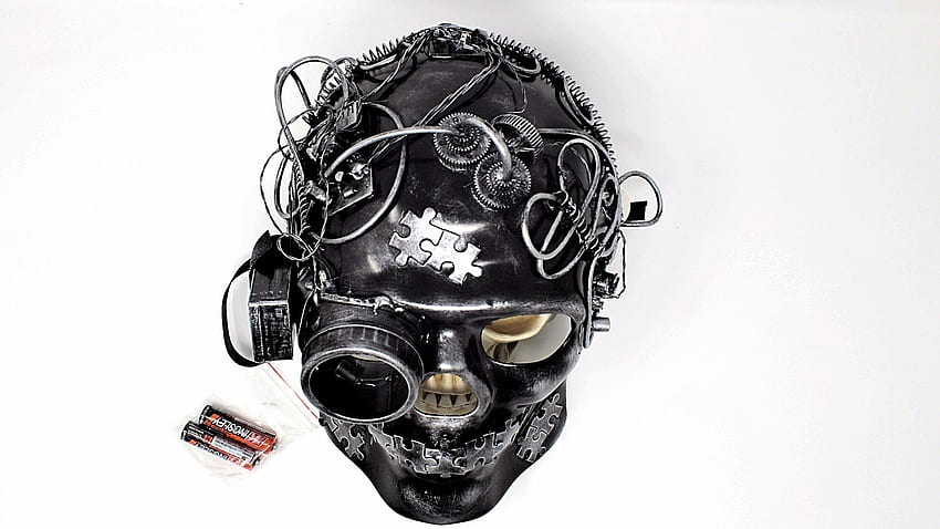 LED Işık Up Steampunk Maskesi Mekanik Tam Kafatası Yüz Maskesi Dişliler ve Gözlüğü Kostüm Cosplay Cadılar Bayramı HD duvar kağıdı