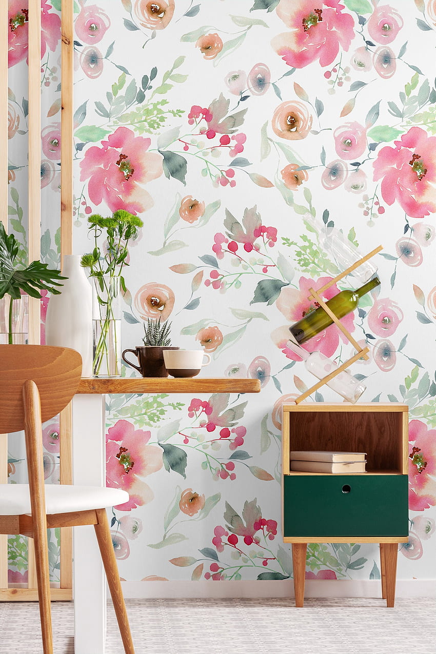 Bunga cat air pastel musim panas Botanical self, Watercolor Floral Summer wallpaper ponsel HD