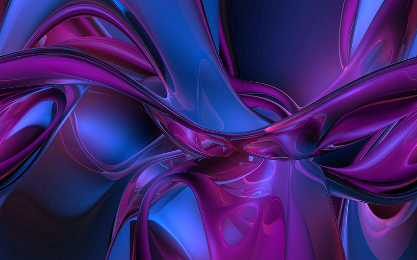 vagues 3d roses violettes, abstraction 3d créative, fond de vagues 3d, vagues violettes en verre, art 3d, fond de vagues Fond d'écran HD