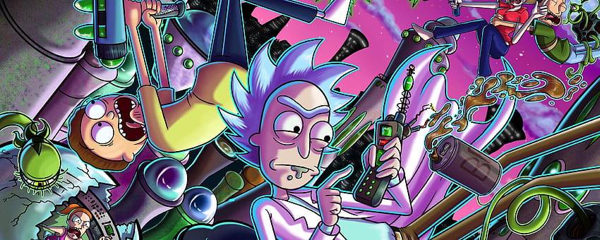 rick y morty, series de televisión, dibujos animados, arte digital, dual wide, wide 21:9, , , background, 2318, Rick and Morty Dual Monitor fondo de pantalla