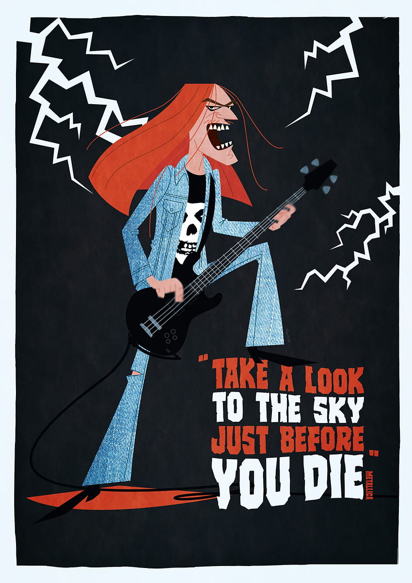 Cliff Burton. Arte de Metallica, Cliff burton, Arte de rock and roll fondo de pantalla del teléfono