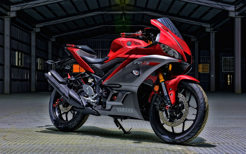 Yamaha YZF R3, , Czerwony motocykl, 2019 Tapeta HD