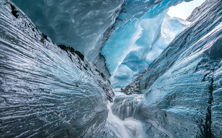 Worthington Glacier, Alaska, USA, blocks of ice, river, water for with resolution . High Quality, Glacial HD wallpaper