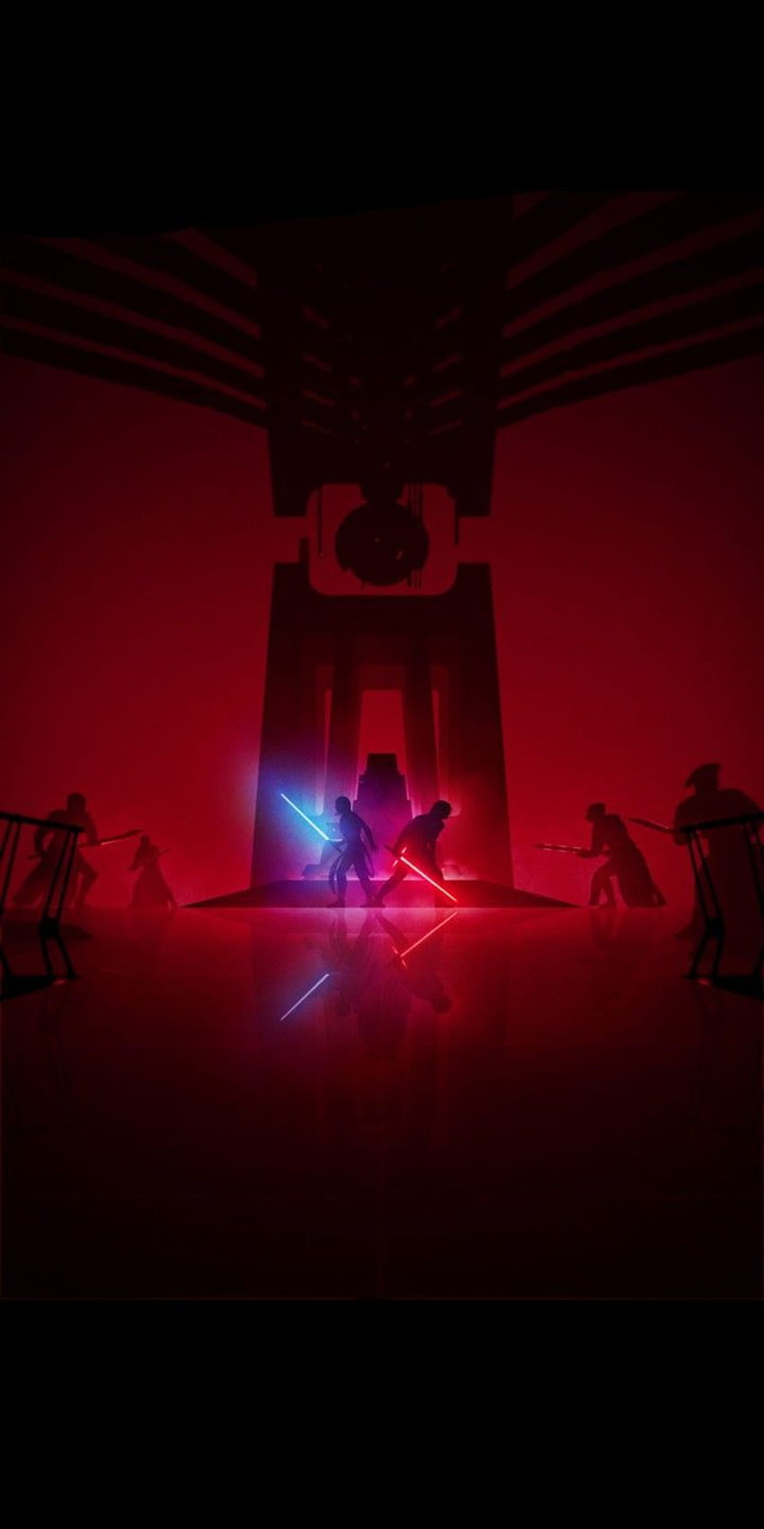 Star Wars TLJ Throne Room Lightsaber Duel by Marco Manev. 18:9 . 스타워즈, 스타워즈 포스터, 스타워즈 페인팅 HD 전화 배경 화면