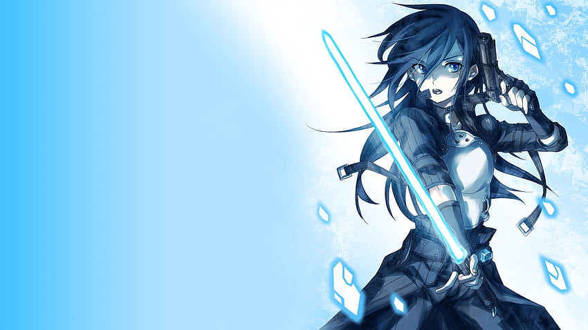 Anime female holding a gun and lightsaber.png HD wallpaper