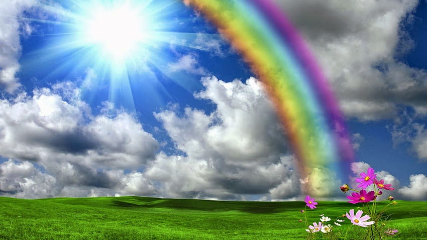 Hermoso Arco Iris Sol Brillante Naturaleza, Hermoso Sol fondo de pantalla