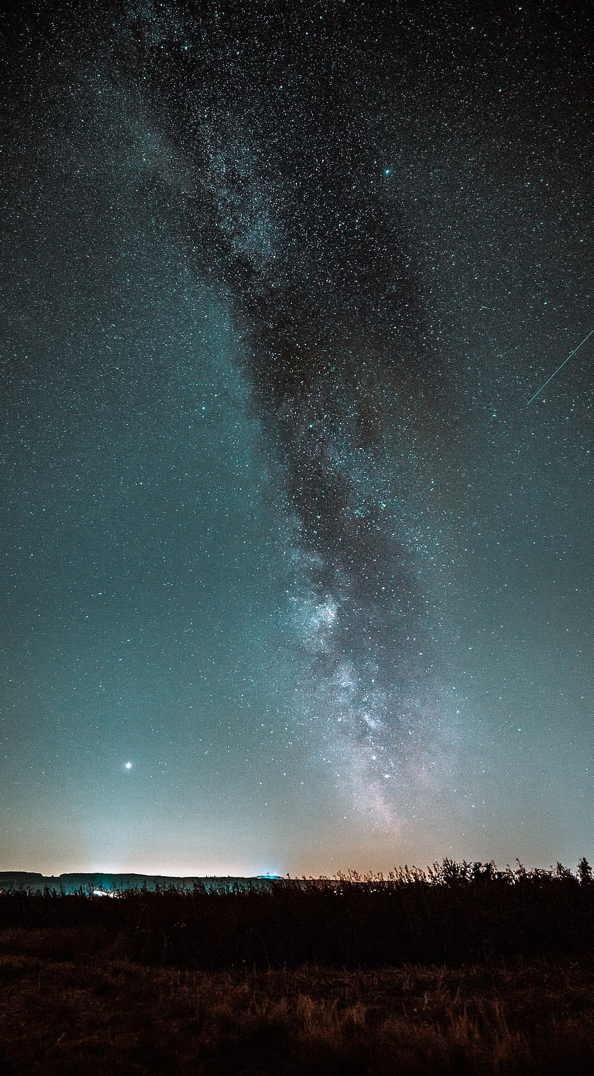 Nature, Stars, Night, Horizon, Starry Sky, Milky Way HD phone wallpaper