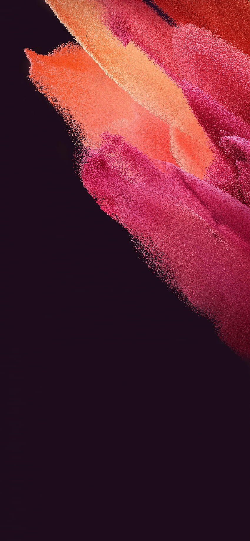 Samsung Galaxy S21, Stock, AMOLED, Particles, Magenta, Red, Abstract, Pink and Black Galaxy HD 전화 배경 화면