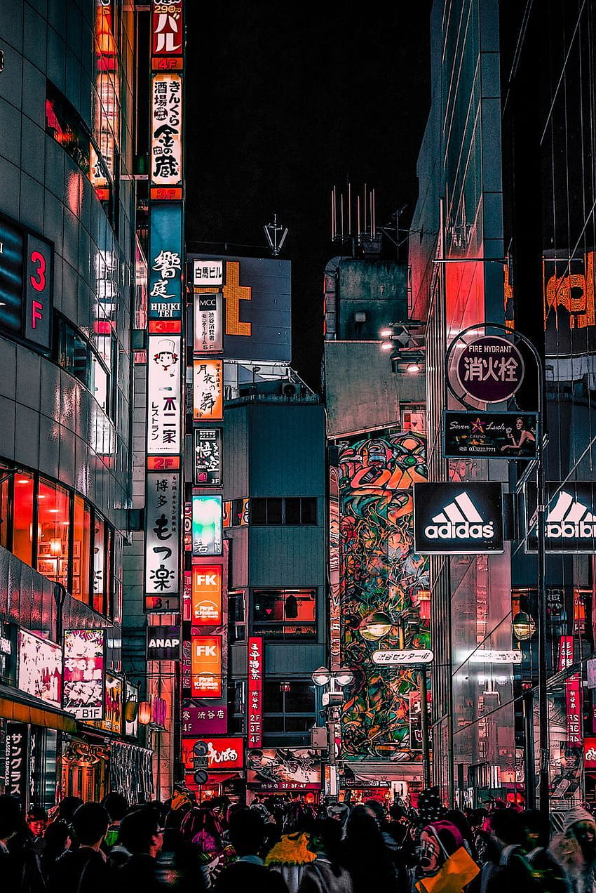 Tokio. Ästhetisches Japan, Stadt, Rote Ästhetik, Tokyo City Art HD-Handy-Hintergrundbild