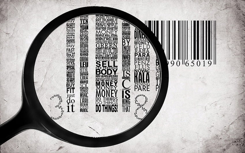 Typography numbers barcode facts magnifying glass HD wallpaper