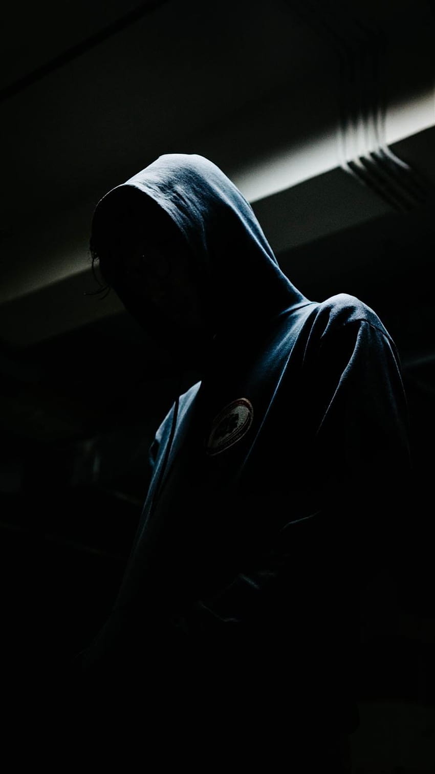 persona con capucha negra iPhone 8, Darkness Life fondo de pantalla del teléfono