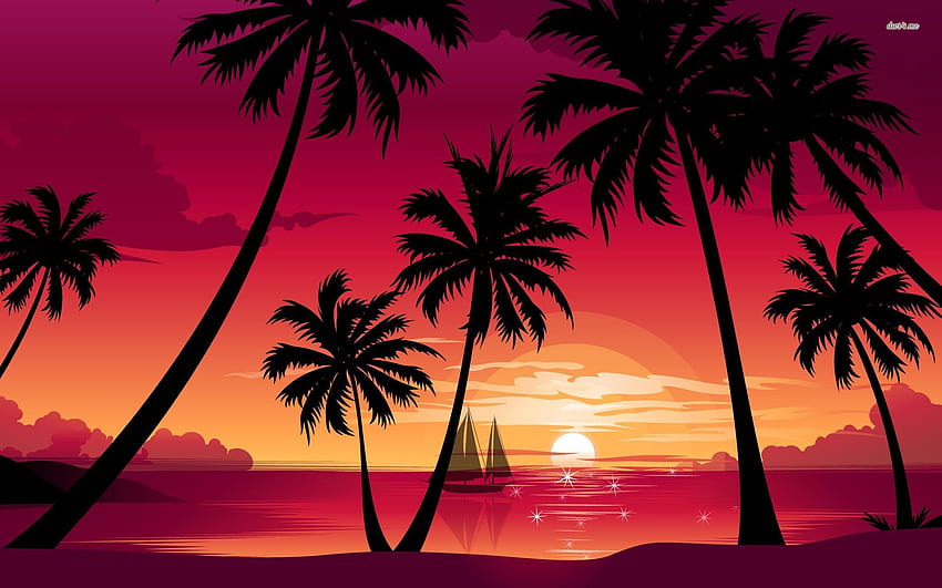 Purple Sunset - Pink Palm. t, Purple Palm Tree HD wallpaper