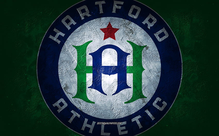 Hartford Athletic, American soccer team, blue background, Hartford Athletic logo, grunge art, USL, soccer, Hartford Athletic emblem HD wallpaper
