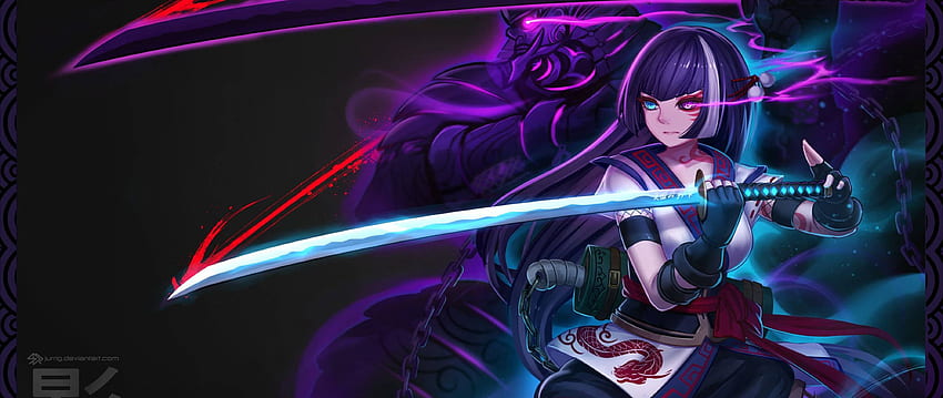 Anime Girl Samurai, Purple Anime Cool HD wallpaper