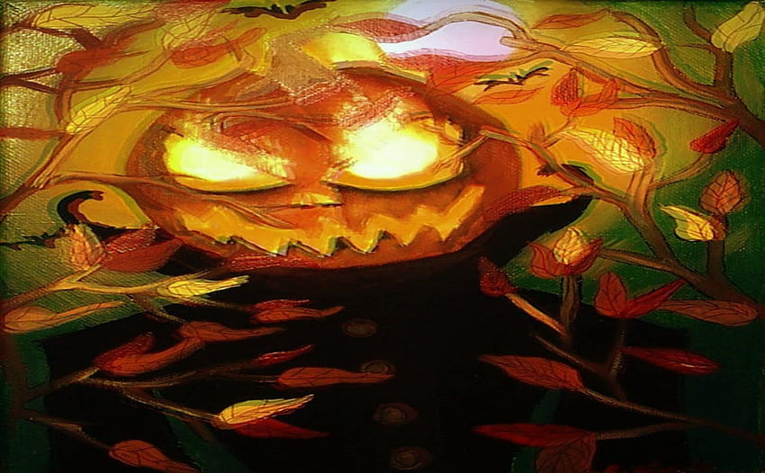 Scary Scarecrow Eyes, Paintings, Pumpkins, Halloween, Night, Autumn, Spooks, Scarecrows HD wallpaper