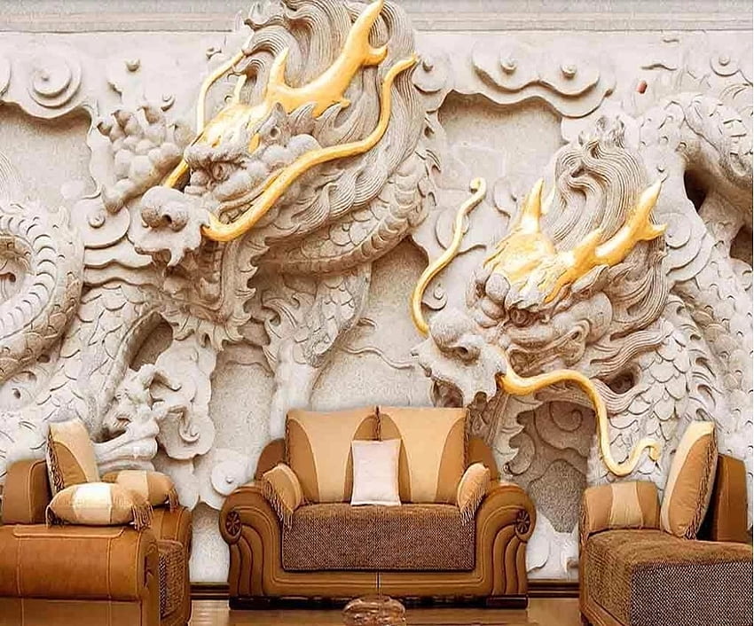 CJSIR Custom 3D New Chinese Reliefs Gold Royal Dragon Grain TV Background Wall Living Room Murals 3D Decor. . - AliExpress, Royal Gold HD wallpaper