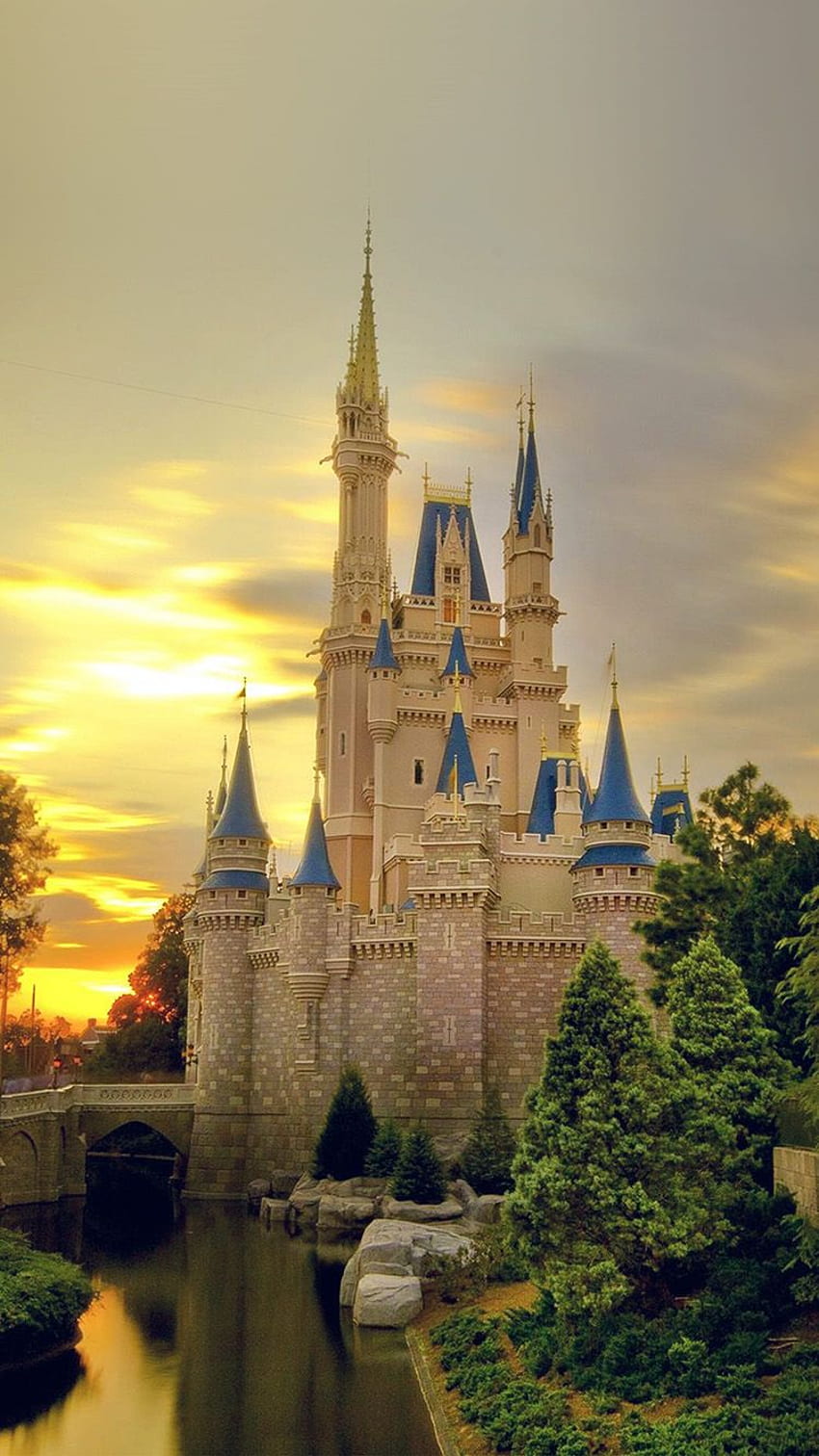 iPhone7 . ilustrasi seni disney anak kastil fantasi, Kastil Disney Minimalis wallpaper ponsel HD
