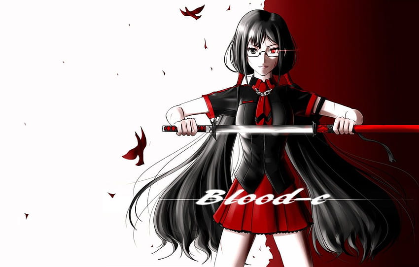 Wallpaper girl, red, the dark background, sword, anime, the devil, red,  girl for mobile and desktop, section прочее, resolution 1920x1200 - download