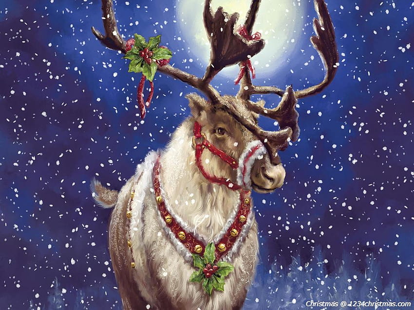 Christmas Santa Flying Reindeer Sleigh, Santa's Sleigh Flying HD wallpaper