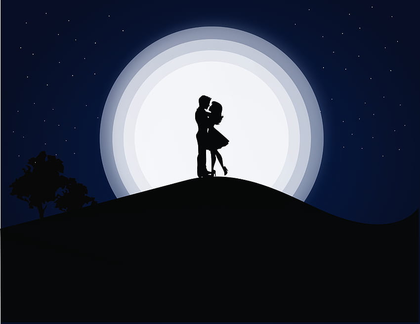 Loving Couple, atmosphere, love, sky, , night, dark HD wallpaper