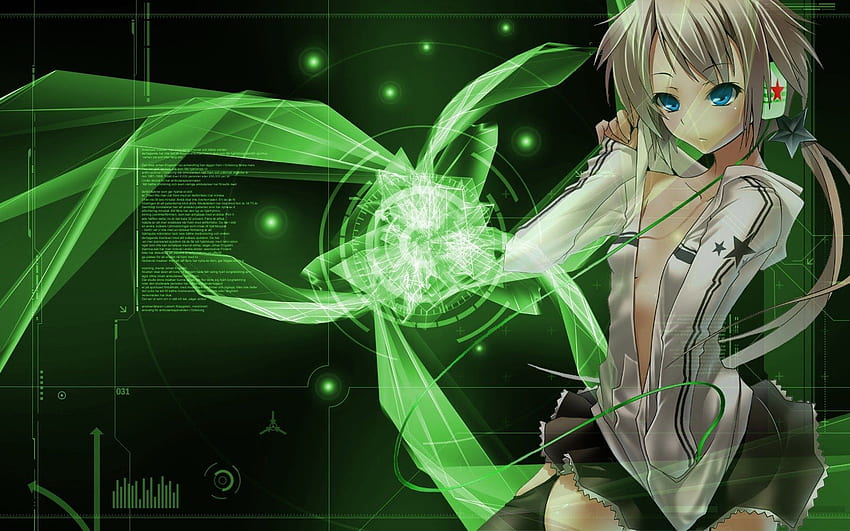 Green - Anime Girl With Technology, & background HD wallpaper