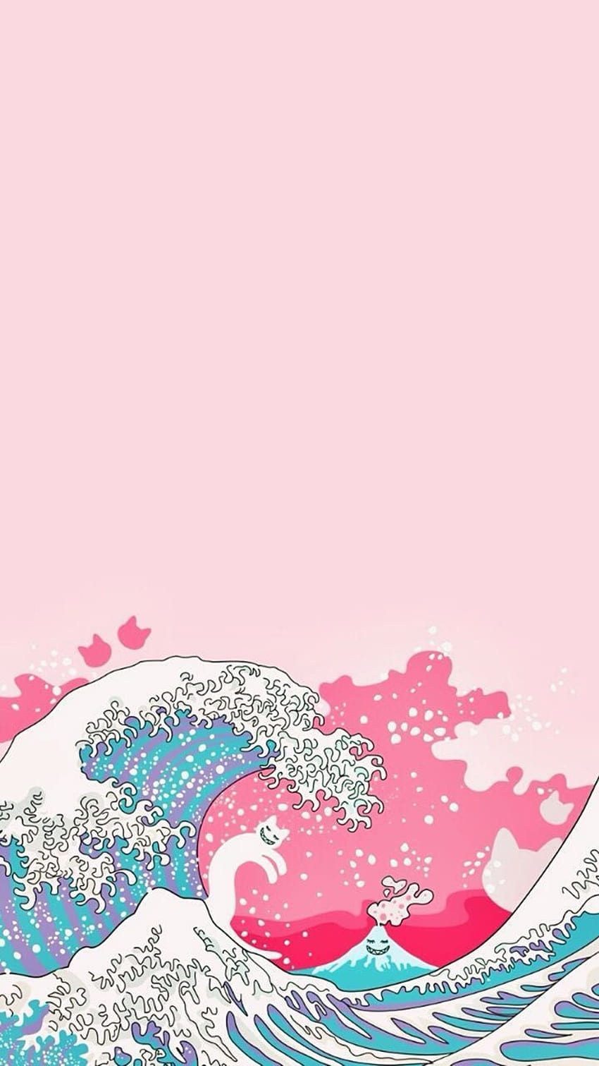 ριntєrєѕt: үαsмιη к.ღ. Papel de parede de arte, Papel de parede anime, Papel de parede para iphone, Japanese Wave Pink HD phone wallpaper