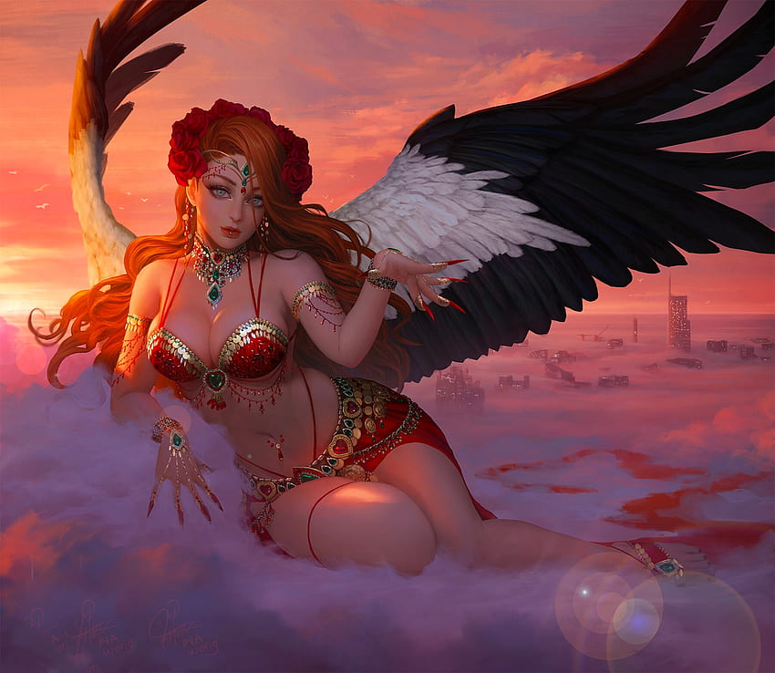 Mythgard, digital, art, fantasy, , beautiful, angel, girl, woman HD wallpaper