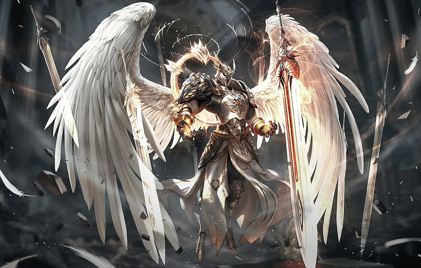 Angel, Sword, Wings, Fantasy, Art, Art, Angel, Sword, Wings, Game Art, Era of Angels, Era of Celestials, The Era Of Angels สำหรับ , ส่วน игры วอลล์เปเปอร์ HD