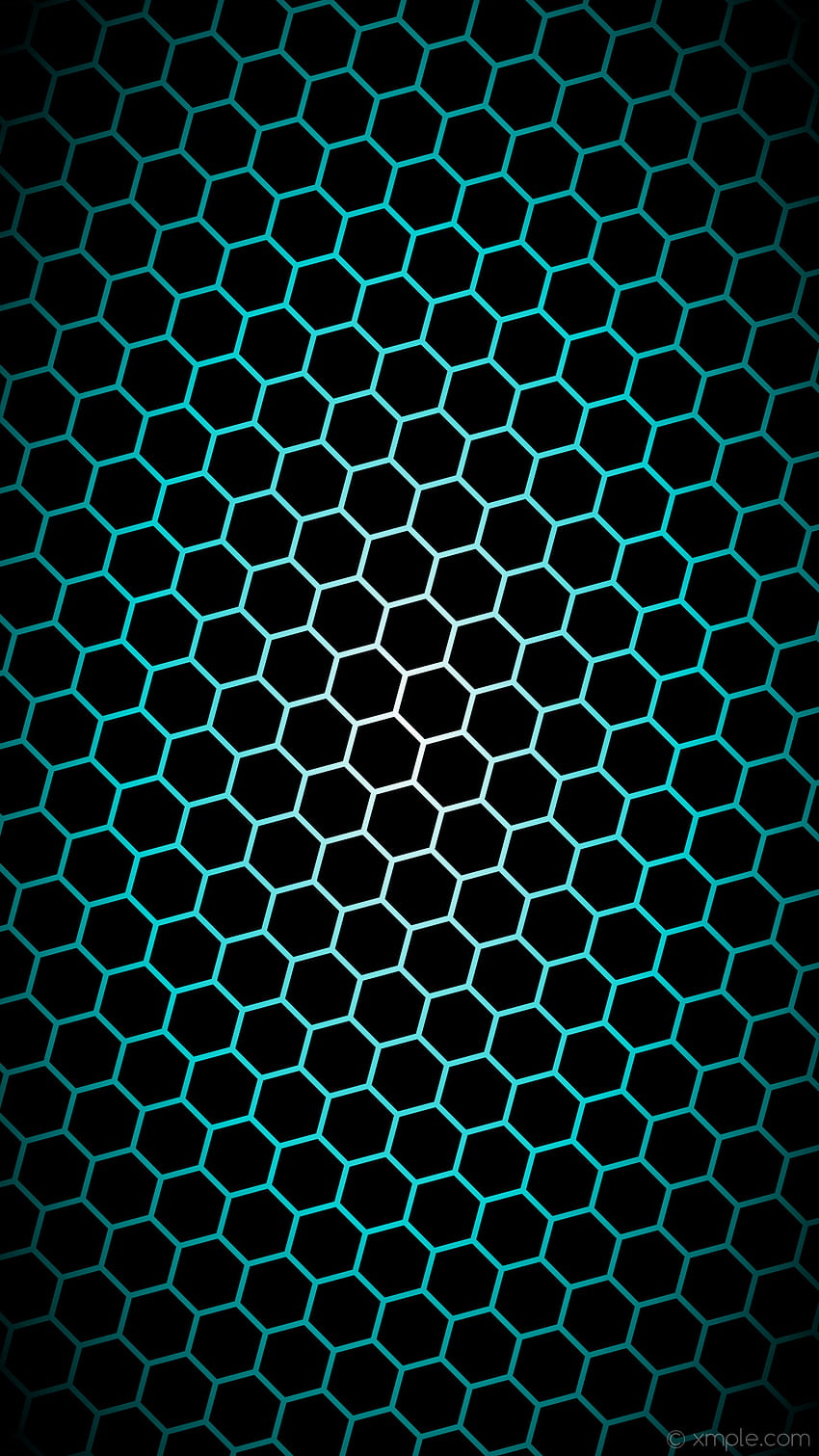 white hexagon blue gradient glow black dark turquoise HD phone wallpaper