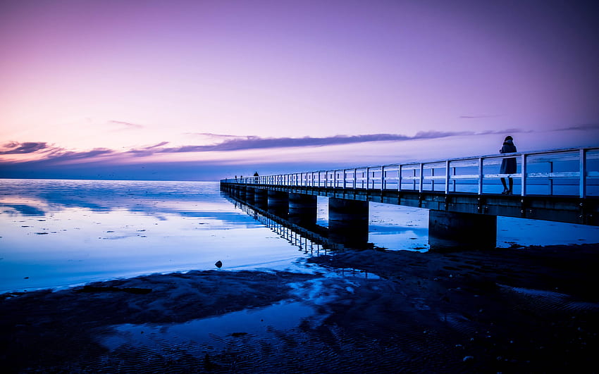 pier, ocean, sunset, malmo, sweden HD wallpaper