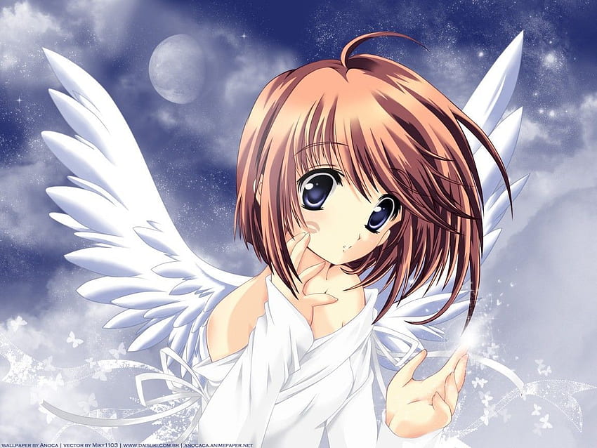 White Angel Wings Anime Girl – One Background HD wallpaper