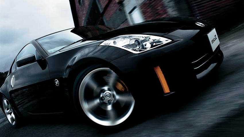 hermoso : Nissan 350Z negro a toda velocidad fondo de pantalla