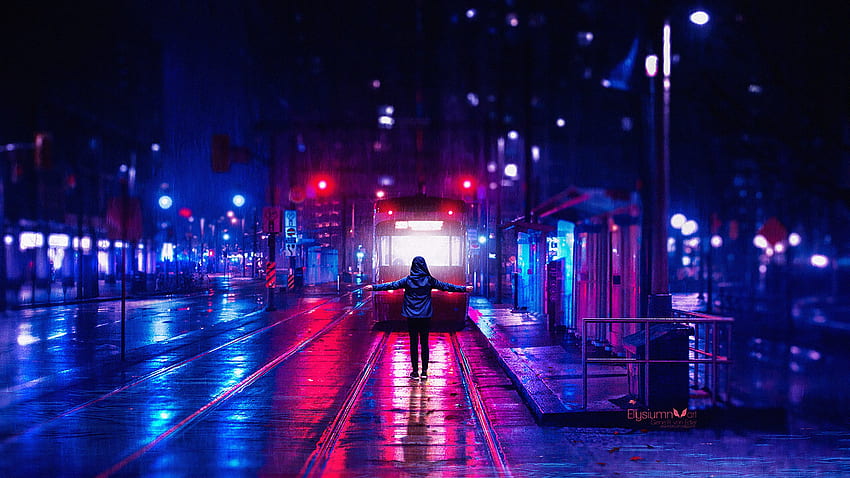 lluvia, ciudad, oscuro, urbano, noche, calle. Mocah, calle de la ciudad lluviosa fondo de pantalla