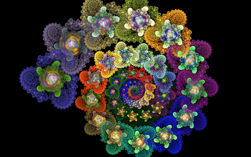 flower garden, abstract, flower, aphophysis, garden, flame, fractal HD wallpaper