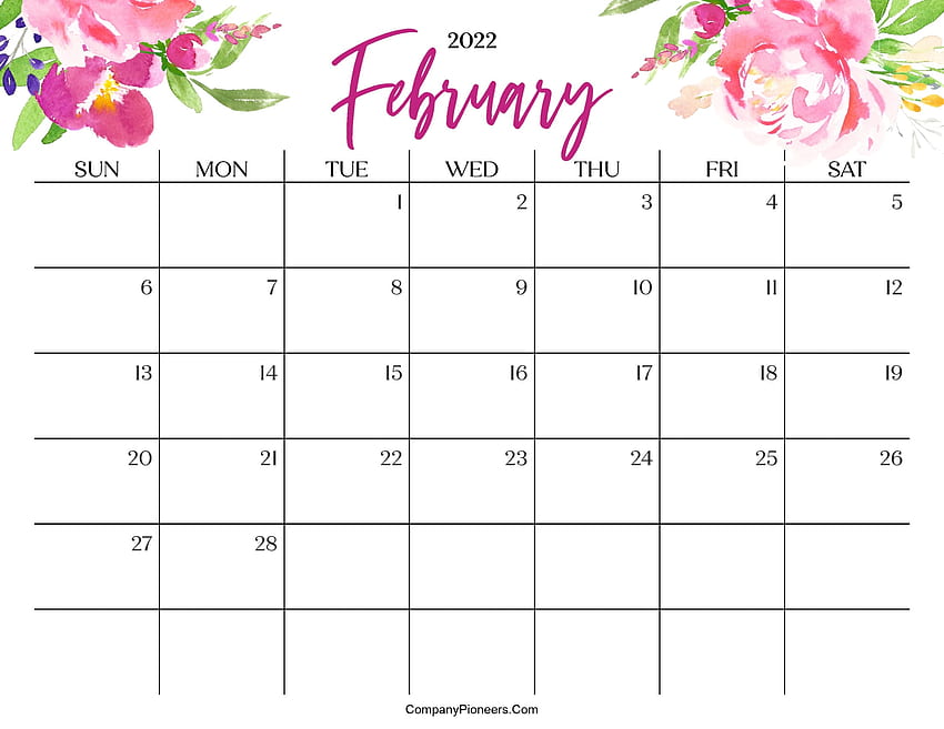 Kwiatowe szablony kalendarzy na luty 2022 - Kalendarze na 2021 rok do wydrukowania Kwiatowe szablony kalendarzy na luty 2022 Tapeta HD