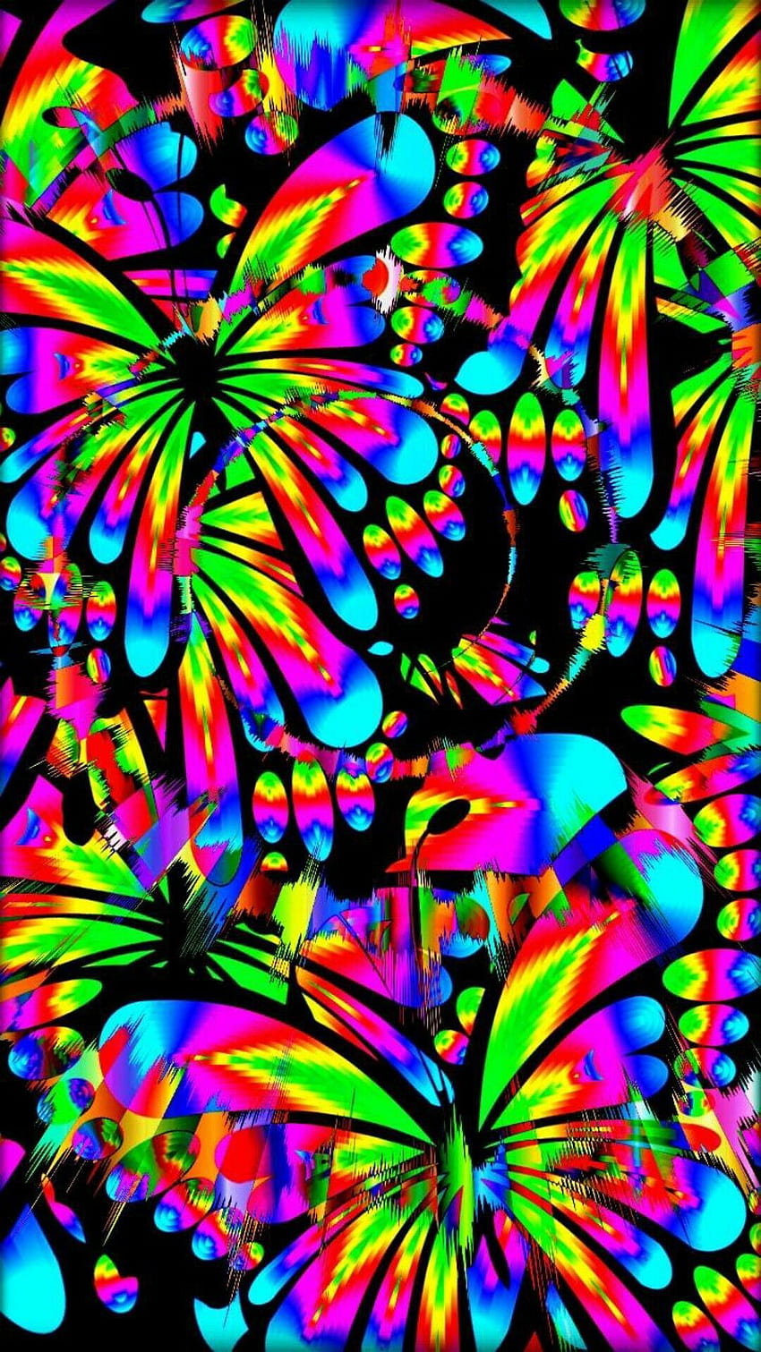 Hendie Purwiliarto auf Telefonhintergrund 25. Trippy, bunte Kunst, bunter, psychedelischer Schmetterling HD-Handy-Hintergrundbild