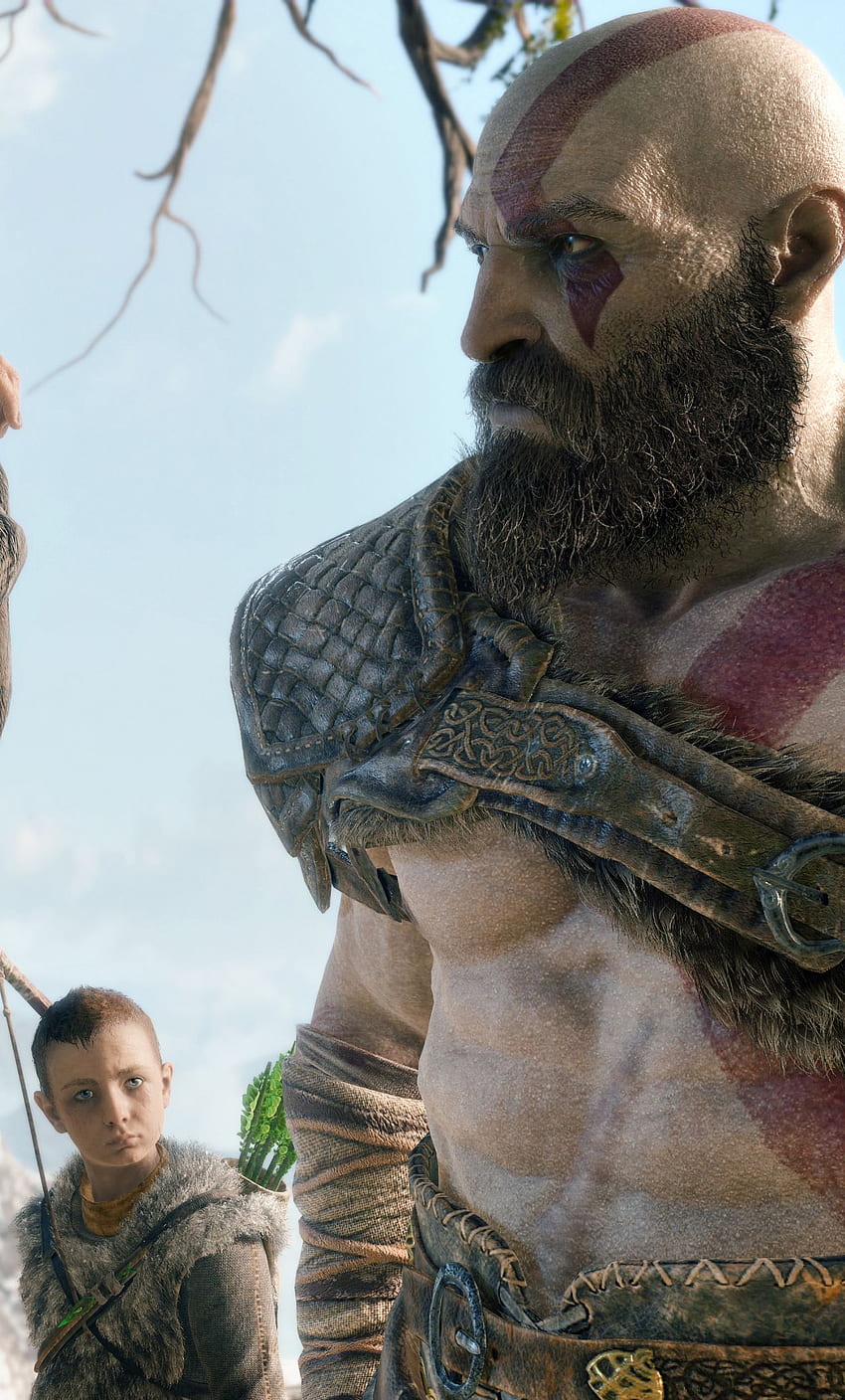Kratos y Atreus God Of War 4 iPhone, God of War 2018 fondo de pantalla del teléfono