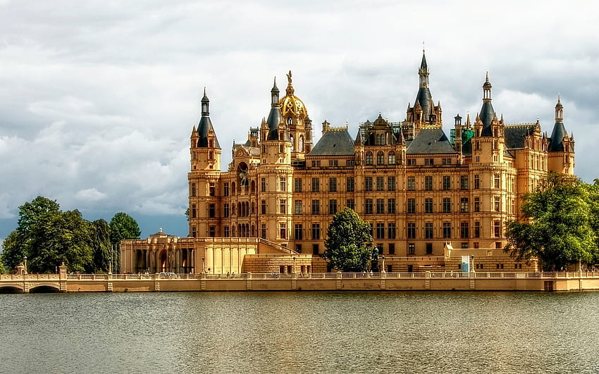 Château de Schwerin, Allemagne, médiéval, Allemagne, rivière, château Fond d'écran HD