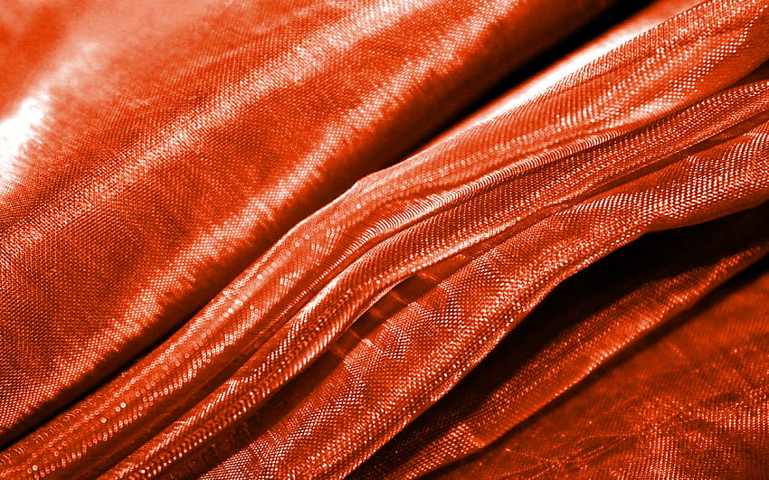 orange wavy fabric background, , wavy tissue texture, macro, orange textile, fabric wavy textures, textile textures, fabric textures, orange backgrounds, fabric backgrounds HD wallpaper